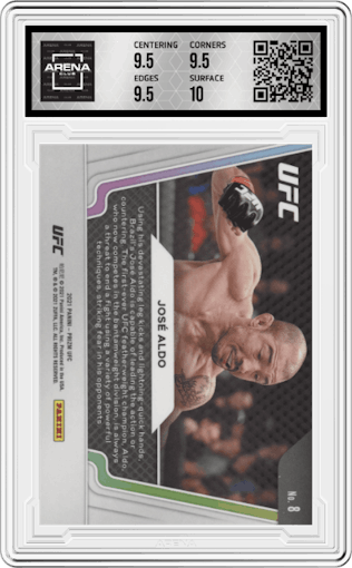 Jose Aldo from the 2021 Panini Prizm UFC set graded by Arena Club and given an overall grade of 10.