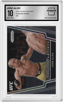 Jose Aldo from the 2021 Panini Prizm UFC set graded by Arena Club and given an overall grade of 10.