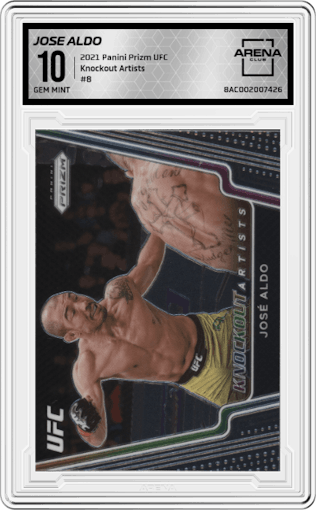 Jose Aldo from the 2021 Panini Prizm UFC set graded by Arena Club and given an overall grade of 10.