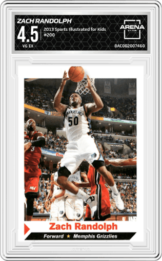 Zach Randolph from the 2013 Sports Illustrated for Kids set graded by Arena Club and given an overall grade of 4.5.