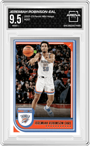 Jeremiah Robinson-Eal from the 2022-23 Panini NBA Hoops set graded by Arena Club and given an overall grade of 9.5.