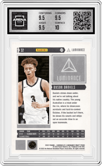 Dyson Daniels from the 2022-23 Panini Chronicles Draft Picks set graded by Arena Club and given an overall grade of 10.