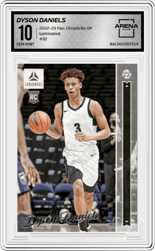 Dyson Daniels from the 2022-23 Panini Chronicles Draft Picks set graded by Arena Club and given an overall grade of 10.