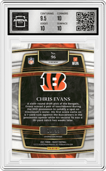  Chris Evans from the 2021 Panini Select set featuring a Red Prizm parallel graded by Arena Club and given an overall grade of 10.