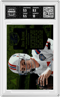 Drew Bledsoe from the 1995 Pinnacle Zenith set graded by Arena Club and given an overall grade of 9.