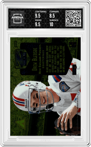 Drew Bledsoe from the 1995 Pinnacle Zenith set graded by Arena Club and given an overall grade of 9.
