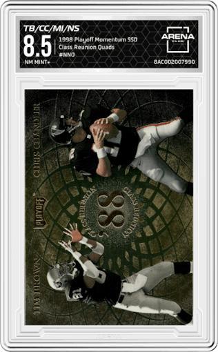 Tim Brown / Chris Chandler / Michael Irvin / Neil Smith  from the 1998 Playoff Momentum SSD Hobby set graded by Arena Club and given an overall grade of 8.5.