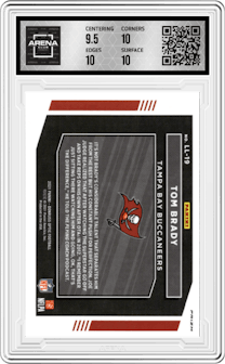 Tom Brady from the 2021 Panini Donruss Optic set graded by Arena Club and given an overall grade of 10.