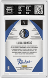 Luka Doncic from the 2018-19 Panini Donruss Optic set featuring a Gold parallel graded by Arena Club and given an overall grade of 9.5.