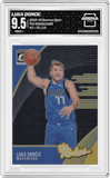 Luka Doncic from the 2018-19 Panini Donruss Optic set featuring a Gold parallel graded by Arena Club and given an overall grade of 9.5.