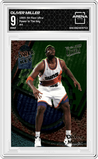 Oliver Miller from the 1993-94 Fleer Ultra set graded by Arena Club and given an overall grade of 9.