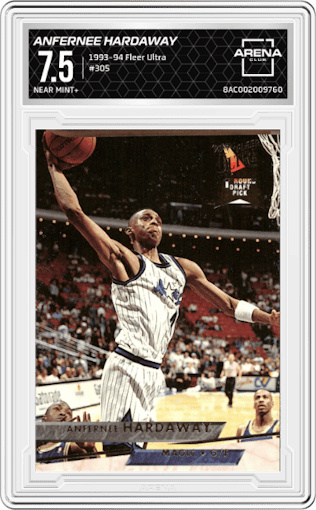 Anfernee Hardaway from the 1993-94 Fleer Ultra set graded by Arena Club and given an overall grade of 7.5.