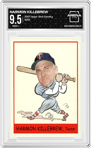 Harmon Killebrew from the 2007 Upper Deck Goudey set graded by Arena Club and given an overall grade of 9.5.