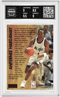 Anfernee Hardaway from the 1993-94 Fleer Ultra set graded by Arena Club and given an overall grade of 9.