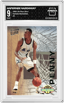Anfernee Hardaway from the 1993-94 Fleer Ultra set graded by Arena Club and given an overall grade of 9.