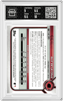 Elly De La Cruz from the 2022 Bowman Draft set graded by Arena Club and given an overall grade of 9.5.