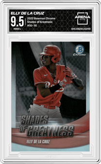 Elly De La Cruz from the 2022 Bowman Chrome set graded by Arena Club and given an overall grade of 9.5.