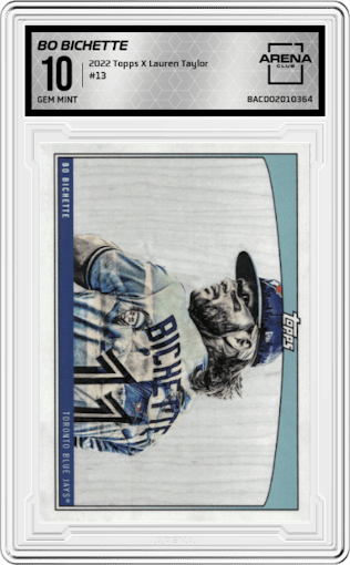 Bo Bichette from the 2022 Topps X Lauren Taylor set graded by Arena Club and given an overall grade of 10.