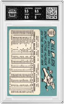 Bill Pleis from the 1965 Topps set graded by Arena Club and given an overall grade of 6.5.