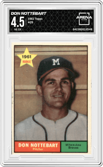 Don Nottebart from the 1961 Topps set graded by Arena Club and given an overall grade of 4.5.