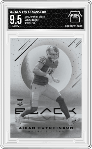 Aidan Hutchinson from the 2022 Panini Black set graded by Arena Club and given an overall grade of 9.5.