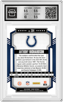 Anthony Richarson from the 2023 Panini Score set graded by Arena Club and given an overall grade of 10.