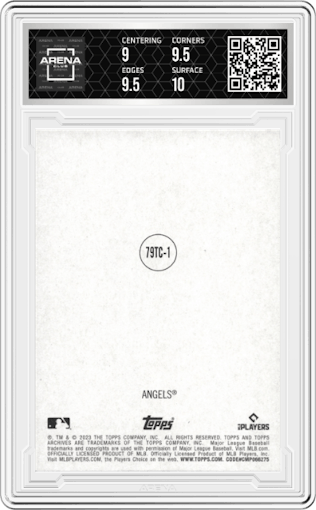 Shohei Ohtani from the 2023 Topps Archives set graded by Arena Club and given an overall grade of 9.5.