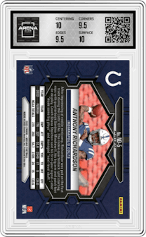 Anthony Richardson from the 2023 Panini Mosaic set featuring a Silver parallel graded by Arena Club and given an overall grade of 10.