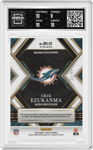 Erik Ezukanma from the 2022 Panini Select set graded by Arena Club and given an overall grade of 9.5.