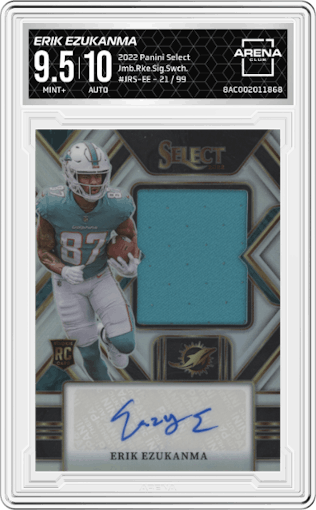 Erik Ezukanma from the 2022 Panini Select set graded by Arena Club and given an overall grade of 9.5.