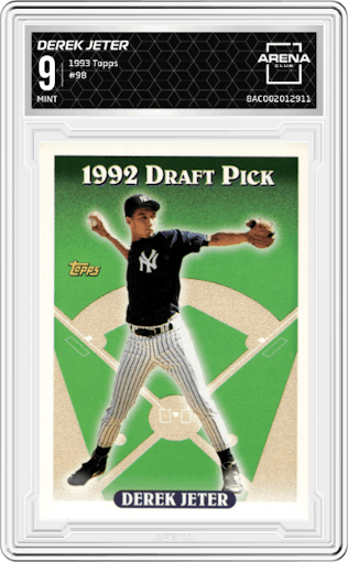 Derek Jeter from the 1993 Topps set graded by Arena Club and given an overall grade of 9.