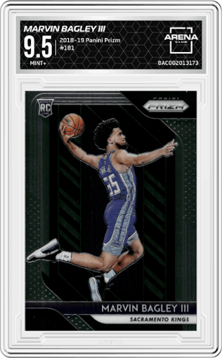 Marvin Bagley III from the 2018-19 Panini Prizm set graded by Arena Club and given an overall grade of 9.5.