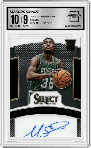 Marcus Smart  from the 2014-15 Panini Select set graded by Arena Club and given an overall grade of 10.