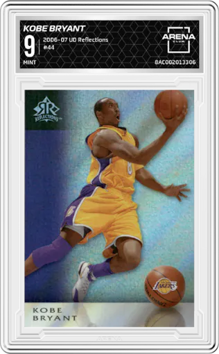 Kobe Bryant from the 2006-07 Upper Deck Reflections set graded by Arena Club and given an overall grade of 9.