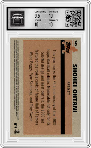 Shohei Ohtani from the 2018 Topps Silver Pack  set graded by Arena Club and given an overall grade of 10.