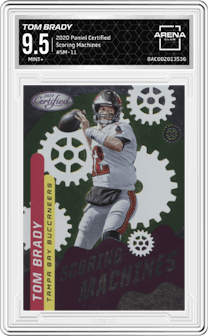Tom Brady from the 2020 Panini Certified set graded by Arena Club and given an overall grade of 9.5.