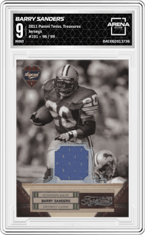 Barry Sanders from the 2011 Panini Timeless Treasures set graded by Arena Club and given an overall grade of 9.