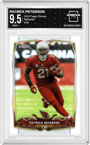 Patrick Peterson from the 2014 Topps Chrome set featuring a Refractor  parallel graded by Arena Club and given an overall grade of 9.5.