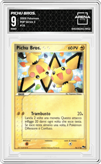 Pichu Bros. from the 2006 Pokemon set graded by Arena Club and given an overall grade of 9.