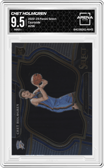 Chet Holmgren from the 2022-23 Panini Select set graded by Arena Club and given an overall grade of 9.5.