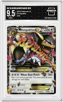 M Kangaskhan EX from the 2014 Pokemon XY set graded by Arena Club and given an overall grade of 9.5.
