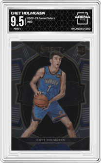 Chet Holmgren from the 2022-23 Panini Select set graded by Arena Club and given an overall grade of 9.5.
