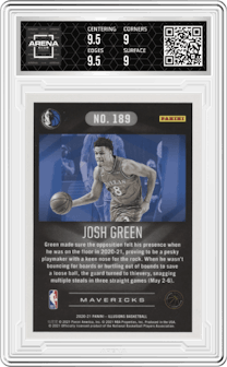 Josh Green from the 2020-21 Panini Illusions  set featuring a Asia Trophy Collection parallel graded by Arena Club and given an overall grade of 9.5.