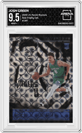 Josh Green from the 2020-21 Panini Illusions  set featuring a Asia Trophy Collection parallel graded by Arena Club and given an overall grade of 9.5.