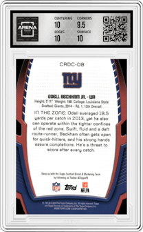 Odell Beckham Jr. from the 2014 Topps Chrome set graded by Arena Club and given an overall grade of 10.