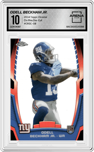 Odell Beckham Jr. from the 2014 Topps Chrome set graded by Arena Club and given an overall grade of 10.