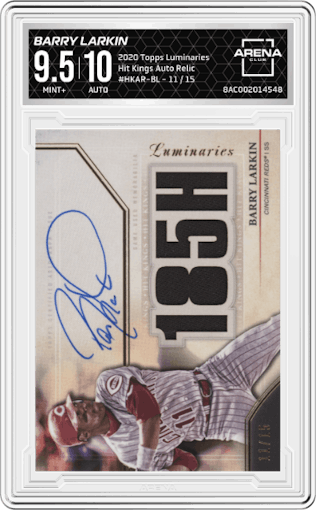 Barry Larkin from the 2020 Topps Luminaries set graded by Arena Club and given an overall grade of 9.5.