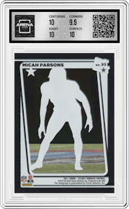 Micah Parsons from the 2021 Panini Clearly Donruss set graded by Arena Club and given an overall grade of 10.