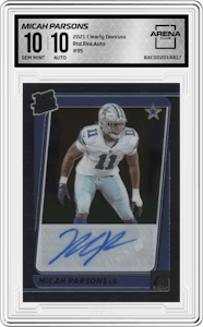 Micah Parsons from the 2021 Panini Clearly Donruss set graded by Arena Club and given an overall grade of 10.