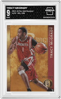 Tracy McGrady from the 2015-16 Panini Gold Standard set graded by Arena Club and given an overall grade of 9.